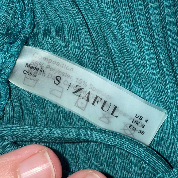 Zaful Ribbed Bikini Size Small US Size 4 Dark Teal - Picture 10 of 15